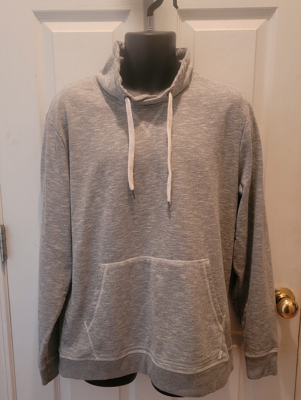Flag & Anthem Mens Gray Funnel Neck Pullover Kangaroo Pocket Sweatshirt - XL